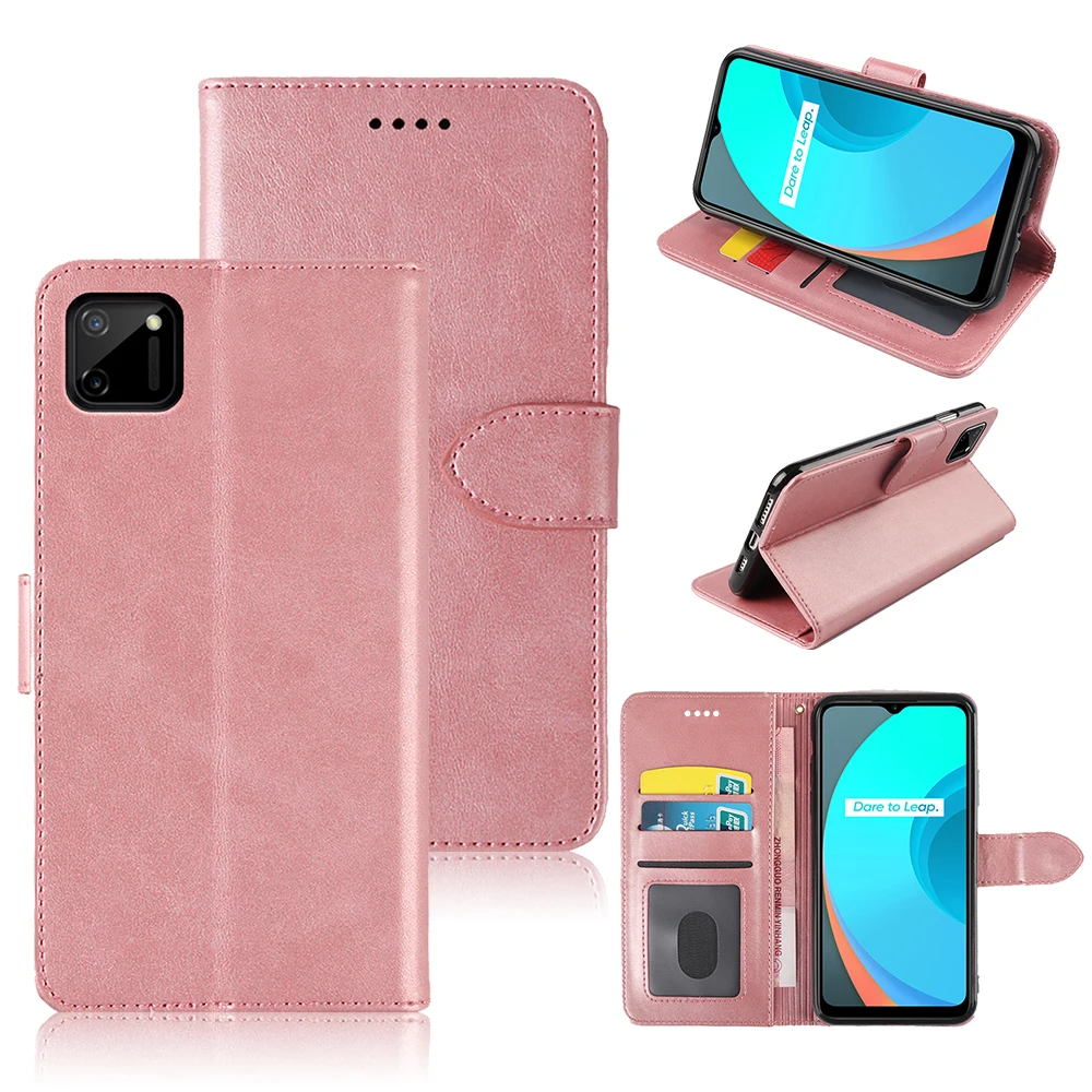 

ROEIM For OPPO Realme C11 Phone Flip Case with ID Card Slot Genuine Quality Scratch-Resistant Dirt-Resistant