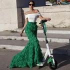 2022 Faldas зеленые юбки в форме розы, индивидуальная мода, юбка макси с поясом, юбка-русалка в несколько рядов, длина до пола