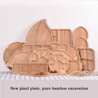 creative fresh food preservation tray bamboo bowls plates solid wood food pan plate fruit dishes trays base solid wood plate