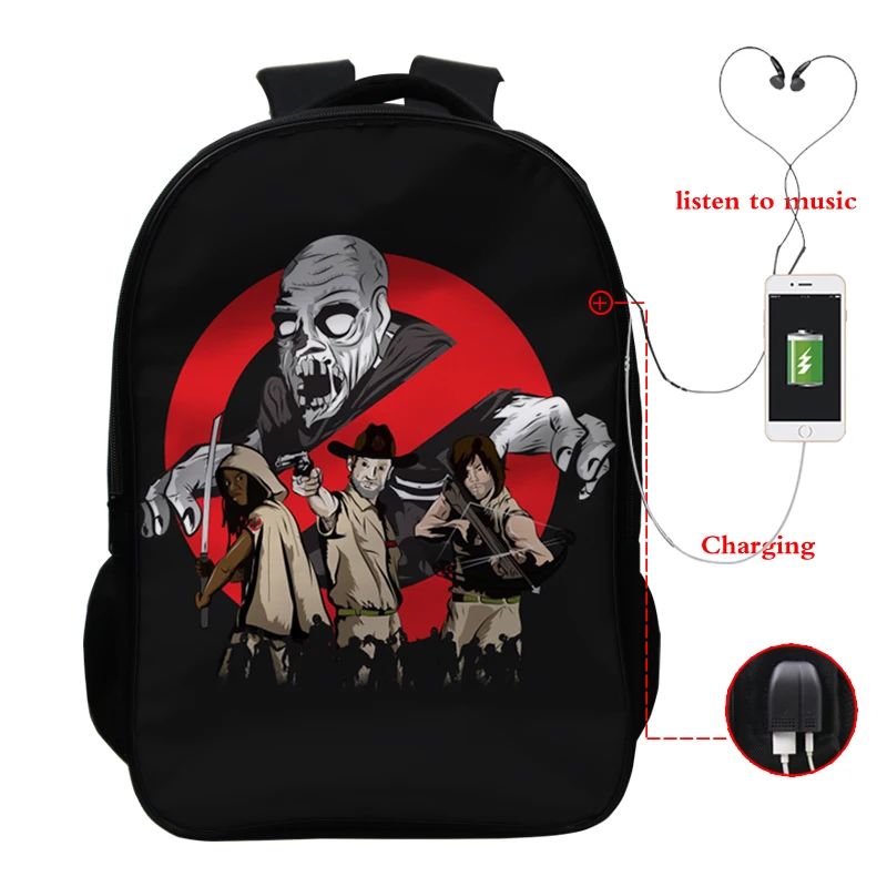 Backpack 8 16 дюймов рюкзак Ходячие мертвецы Школьные сумки Дети пользовательский дизайн рюкзак обратно в школу комплект usb зарядка туристический рюкзак сумка - Цвет: Backpack 8