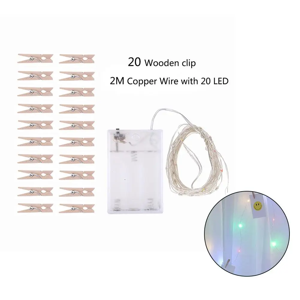 

LED String Light Photo Clip Light Battery Powered 2M 20LED Lamp for Christmas Party Wedding Decoration