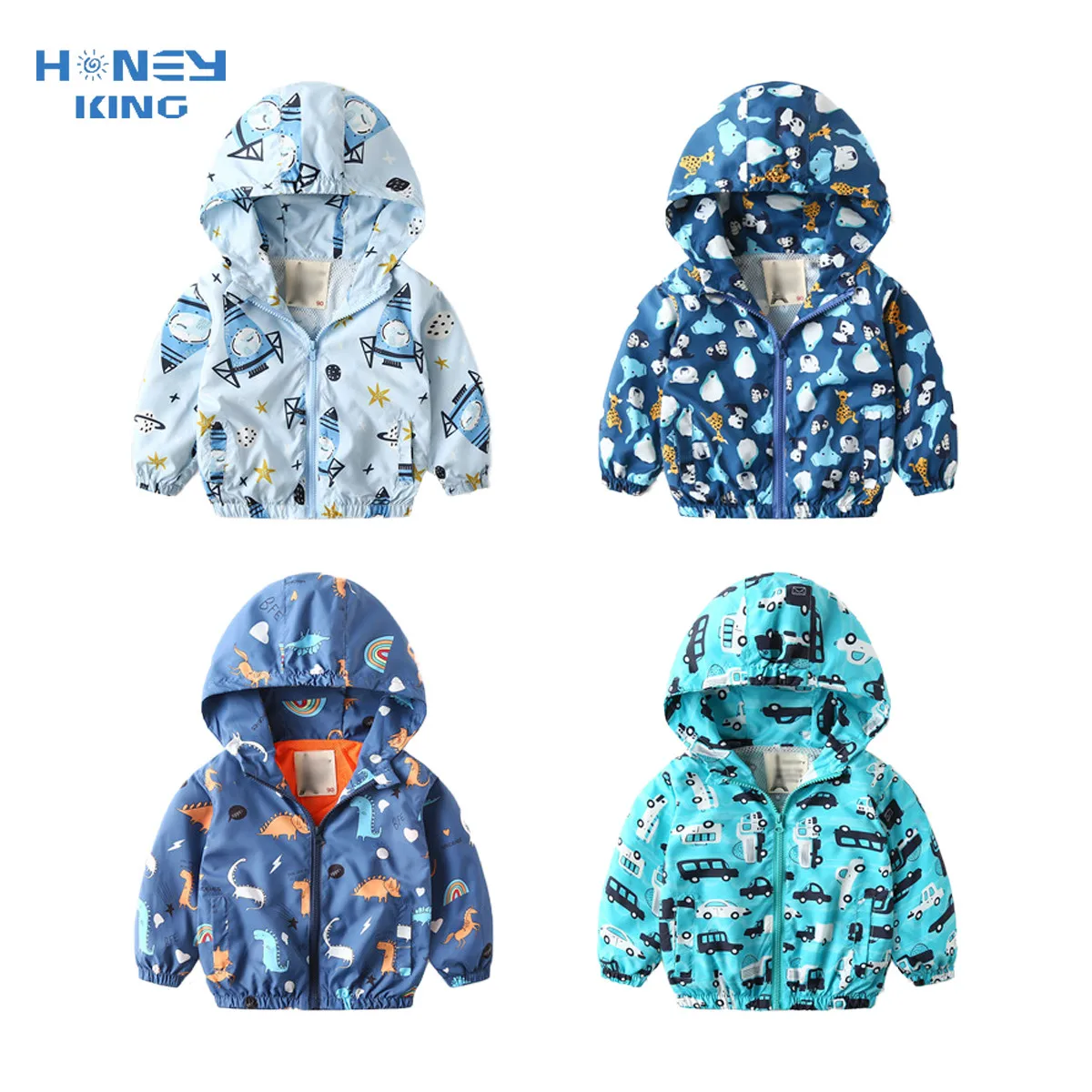 

Children Jackets Autumn Spring Kids Outerwear Coats Cartoon Car Dinosaur Hooded Jackets For Baby Boys Girls Windbreaker Tops