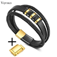 new leather bracelet men luxury multilayer braied rope wrap bracelet for men clasp wristband handmade jewelry gift