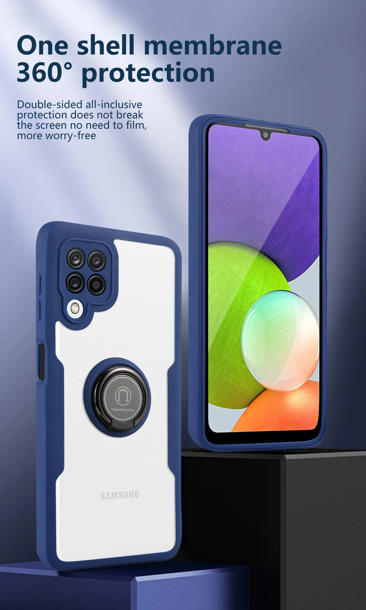 

It is Suitable for Samsung Galaxy S21 Fe a02s A12 A32 A22 A82 72 Screen Safety Cover And Anti Falling Silicone Mobile Phone Case