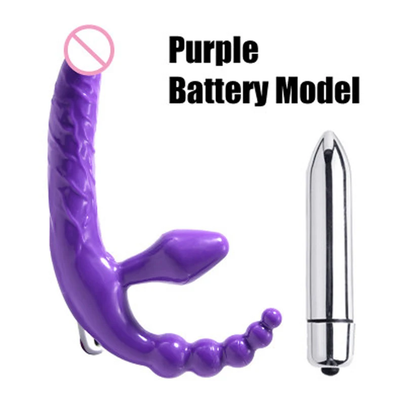 Ten frequency soft glue simulated penis with three head point posterior court anal plug Lesbian wear sex toy products | Красота и