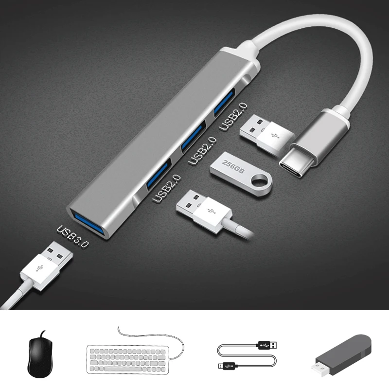 

USB C HUB 3.0 3.1 Type-C Hub USB Adapter 5 Gbps Multi 4 Port Splitter for Lenovo Xiaomi Macbook Pro Air PC Computer Accessories