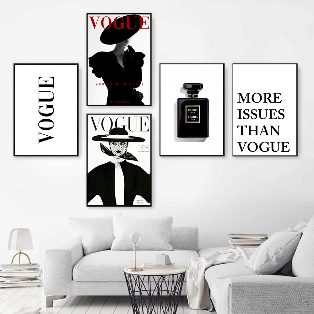 

Fashion Poster Perfume Bottle Canvas Painting Stylist Quote Print Black And White Posters Vogue Wall Pictures Girl Bedroom Decor