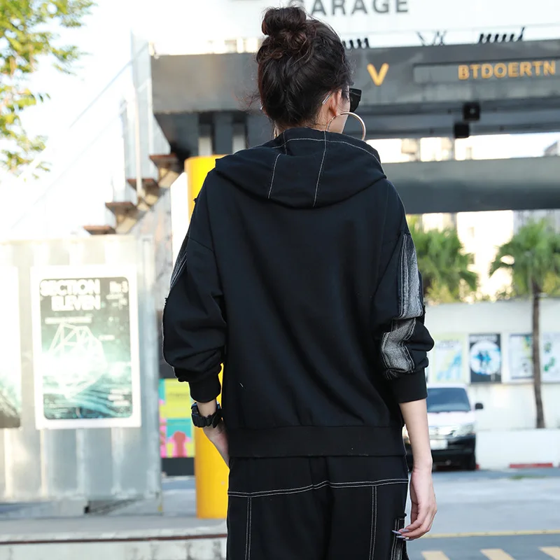 Толстовка Max LuLu Женская в стиле пэчворк дизайнерская уличная одежда Корейском