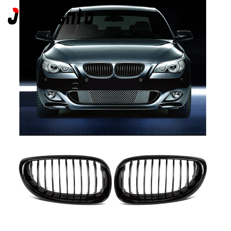 

1 Pair Gloss Black Front Kidney Grill Double Slat Double Line Grille for BMW E60 E61 5 Series 2004-2009 Car Accessories ABS