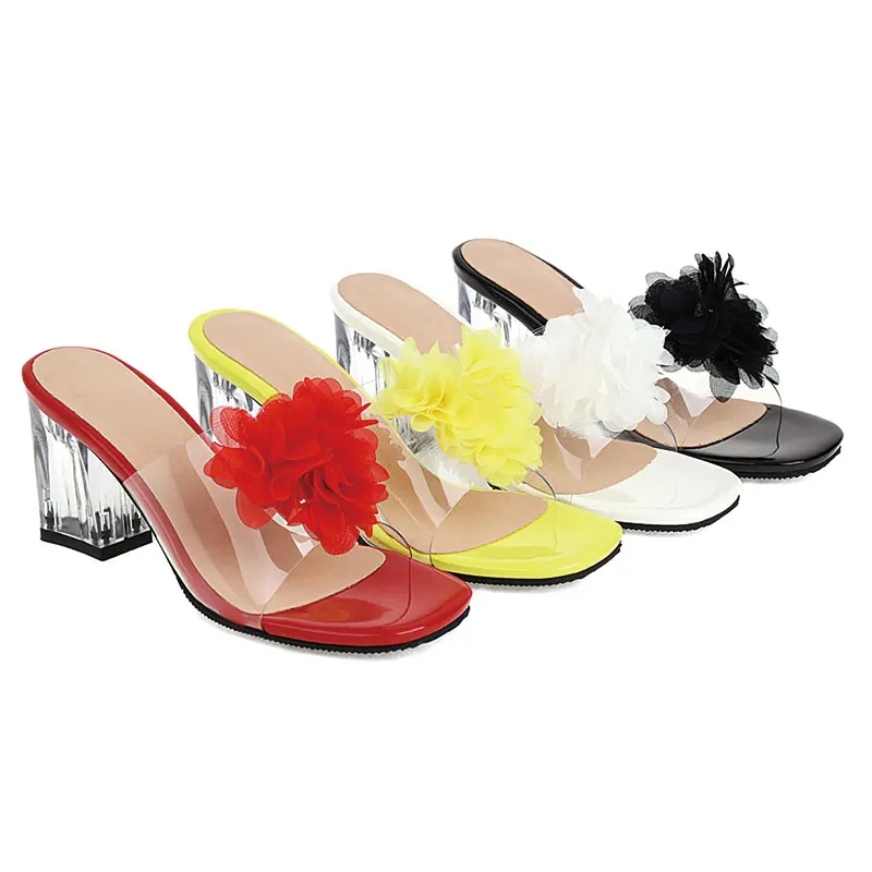 

Fanyuan Women's Sandals 2021 Summer Women's Thick High-heeled Slippers Sexy Ladies Shoes Casual Shoes Plus Size 32-48 black