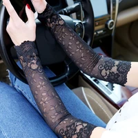 summer women sexy lace gloves sunscreen long lace fingerless mittens covered scar elastic sleeve ladies driving gloves wholesale