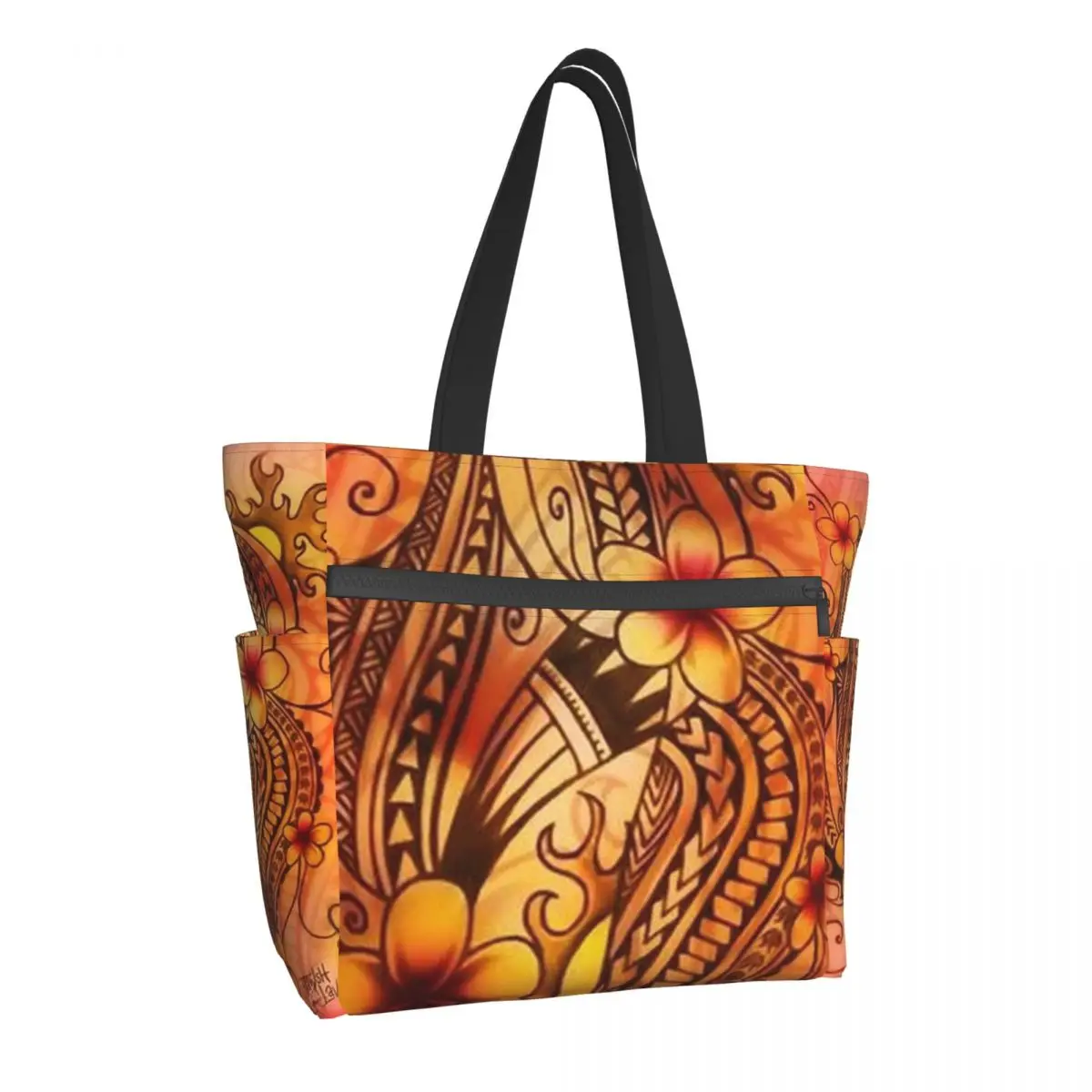 

NOISYDESIGNS Polynesian Shoulder Bag Hawaiian Tribal Print Female Handbag Big Totes Canvas Reusable Shopper Bag Collapsible