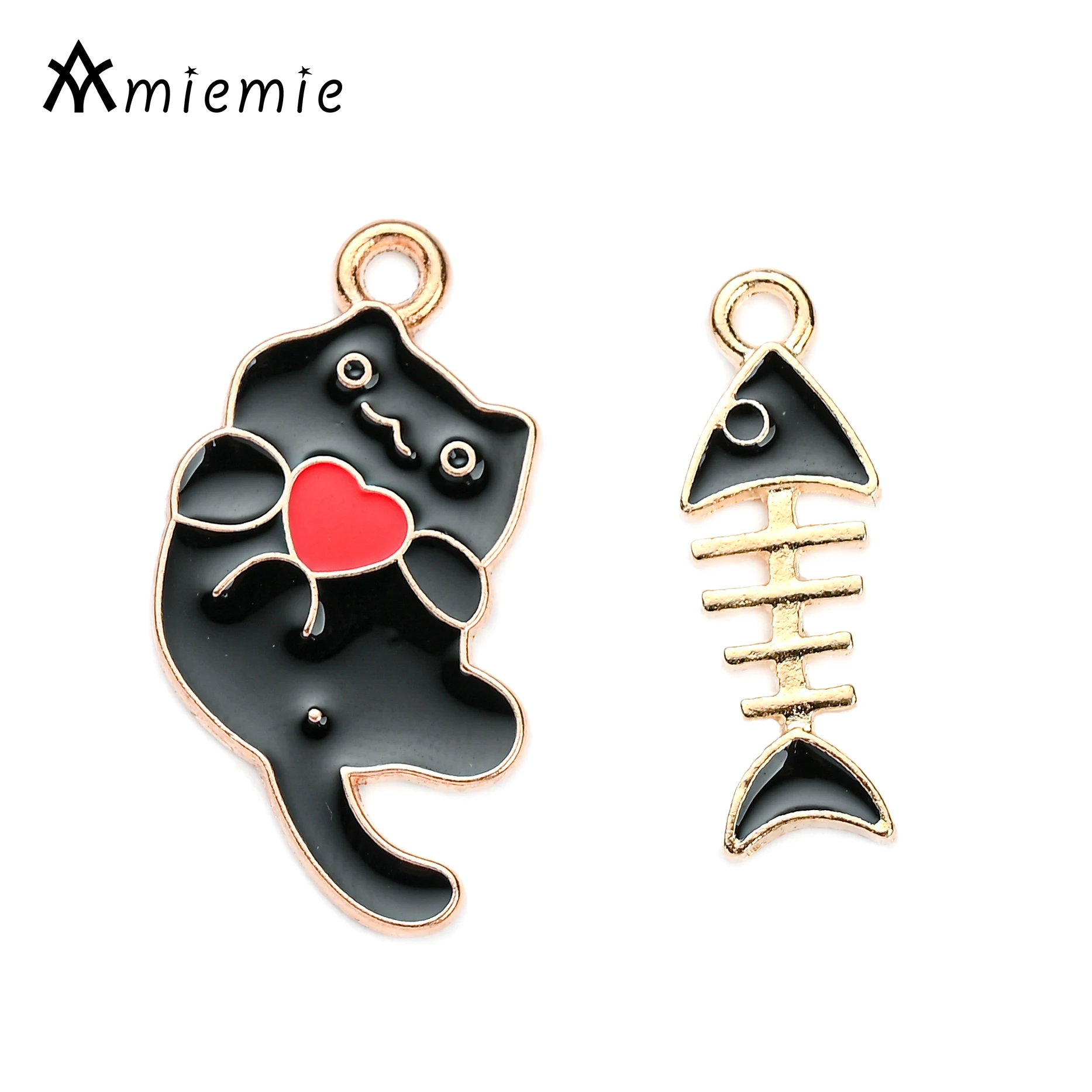 5 пар подвесок с эмалью в форме капли сердца кота и рыбы набор костей подвески для