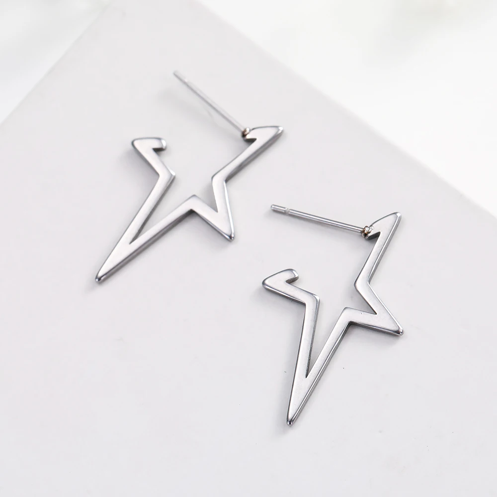 Teamer Star Stud Earrings for Women Stainless Steel Studs Korean Fashion Jewelry Aretes 2019 Ear Accessories Gifts | Украшения и