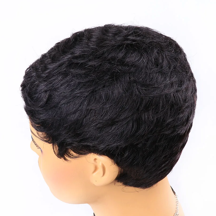 Парик Pixie Cut натуральные кудри Короткие парики человеческие волосы для черных