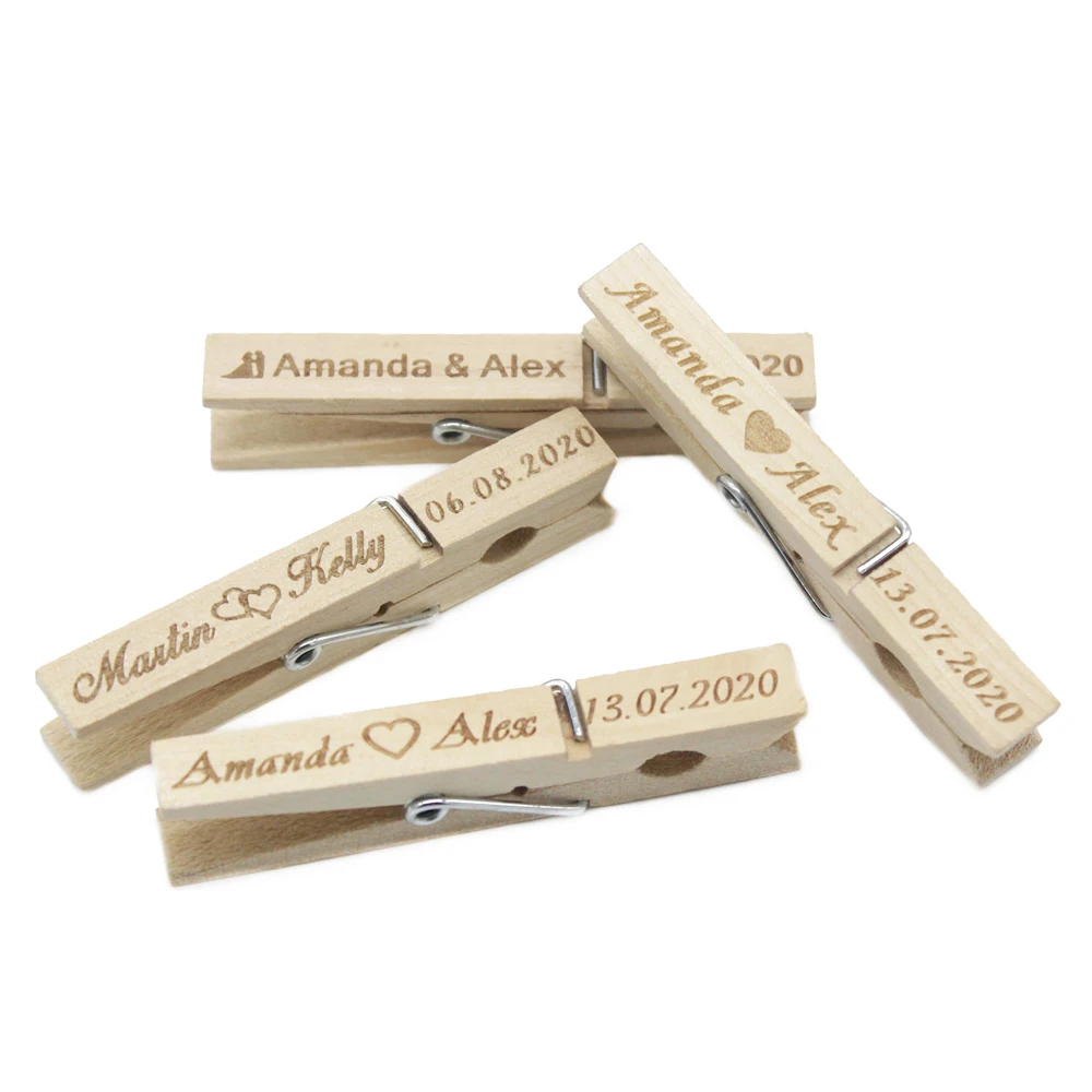 Personalized Wood Clothespins 7.2x1cm Wooden Clip Customized Clothes Pags Clips Wedding Rustic Baby Shower Party Home Decor | Дом и сад