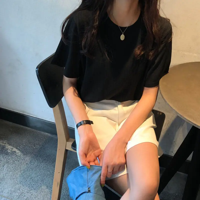 

White Tshirt Women's Summer Clothes 2021 New Loose Korean Style Chic Short Sleeve Top Ladies Sweaters Women Fashion Tee Shirt