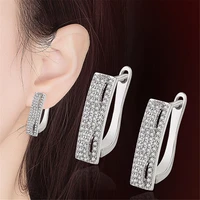 xiyanike silver color geometric full micro inlaid aaa zircon hoop earrings all match fashionable simple high end jewelry