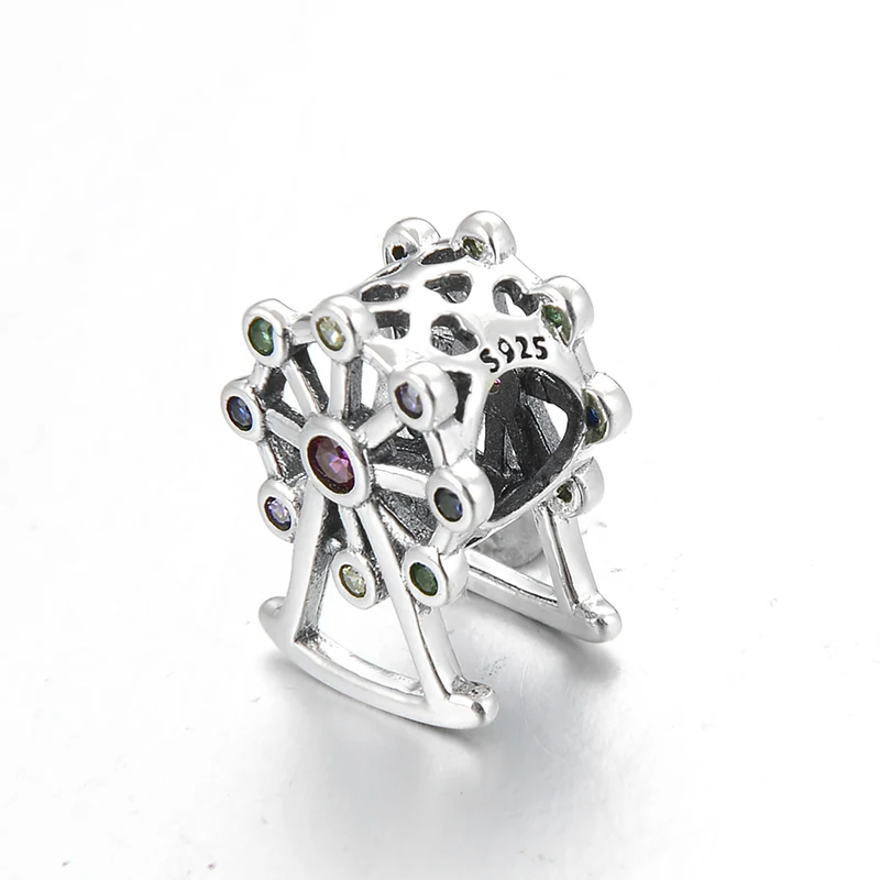 Hot sale 925 Sterling Silver Colorful Zircon Dream Ferris Wheel Charm Beads Fit Original LYNACCS Bracelet Jewelry making | Украшения и