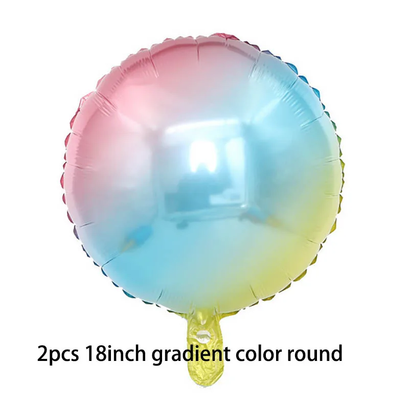 2pcs 18inch round 2 шт. 32 дюймов градиентной радужной расцветки Количество воздушных шаров с мини-Золотая Корона Фольга воздушных шаров в форме единорога День рождения украшения дети клипсы для воздушных шаров - Цвет: 2pcs 18inch round