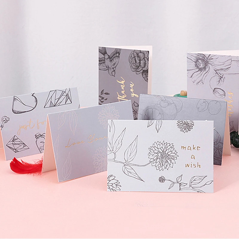 

Новинка 2021, 6 шт., золотые тисненые поздравительные открытки с надписью «Thank You» на день рождения