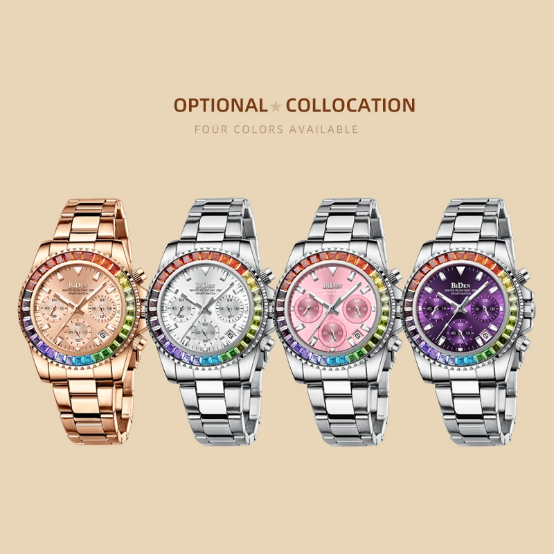 BIDEN Watch For Women Quartz Wrist Watches Fashion Ladies Bracelet 12/24 hours Chronograph Waterproof Calendar montre femme luxe images - 6