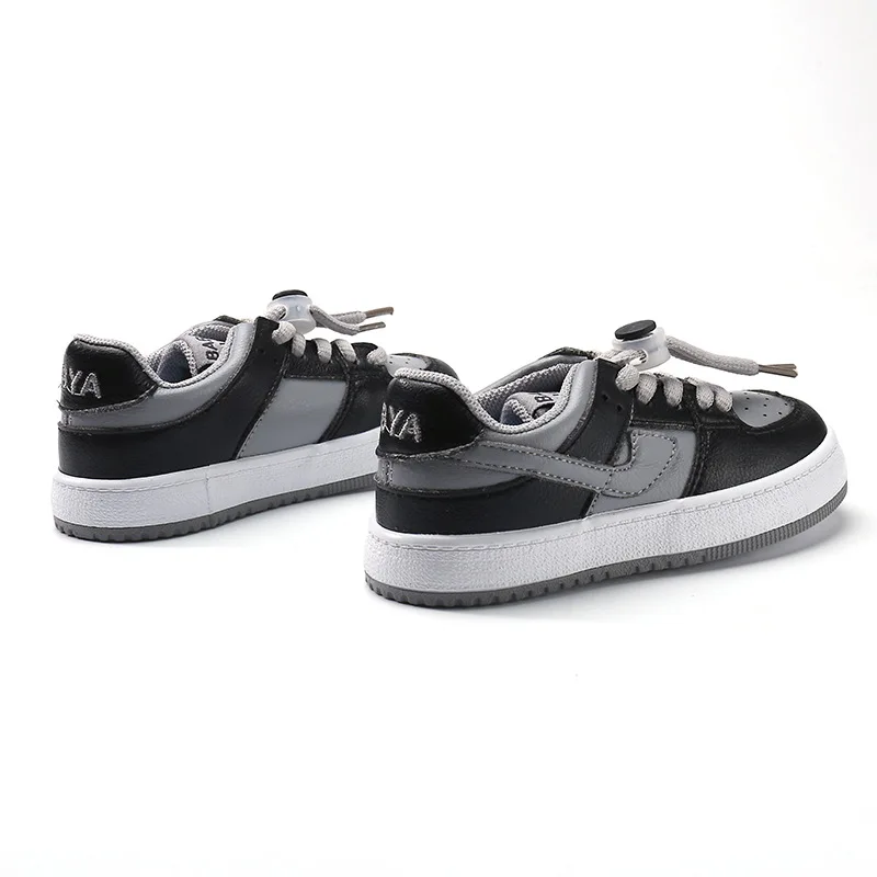 

Babaya 2021 Spring Kids Pu Leather Shoes Girl and Boy New drawstring children's board shoes Fashion Sport student Snerker XZ050
