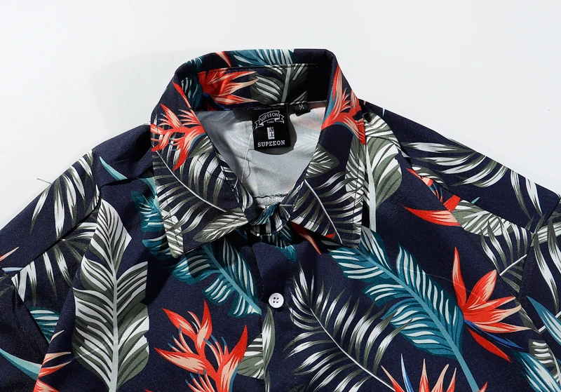 Polyester Men Shirt Short Sleeve Summer Holiday Hawaii T-Shirt Tops Tee