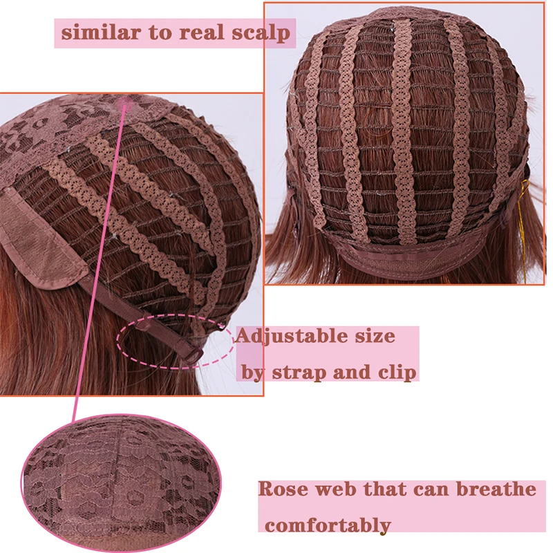 

QUEENYANG Synthetic 24 Inch Pink With Bangs long Wavy Curly Hair Headgear Matte High Temperature Silk Suitable For Daily Use