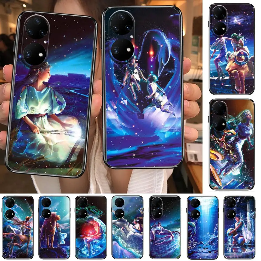 

Yinuoda 12star sign Leo Libra Scorpio New Arrived High Quality Phone Case For Huawei p50 P40 p30 P20 10 9 8 Lite E Pro Plus Blac