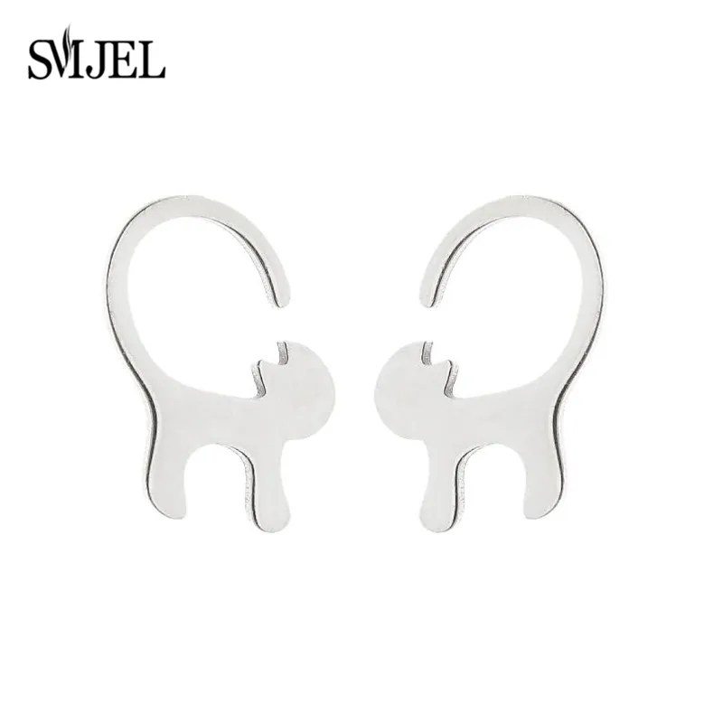 Edelstahl schöne Katze Ohrringe für Frauen Mini niedlichen Tier Kätzchen Haustier Ohr stecker Schmuck Geburtstags geschenke – Detail 4