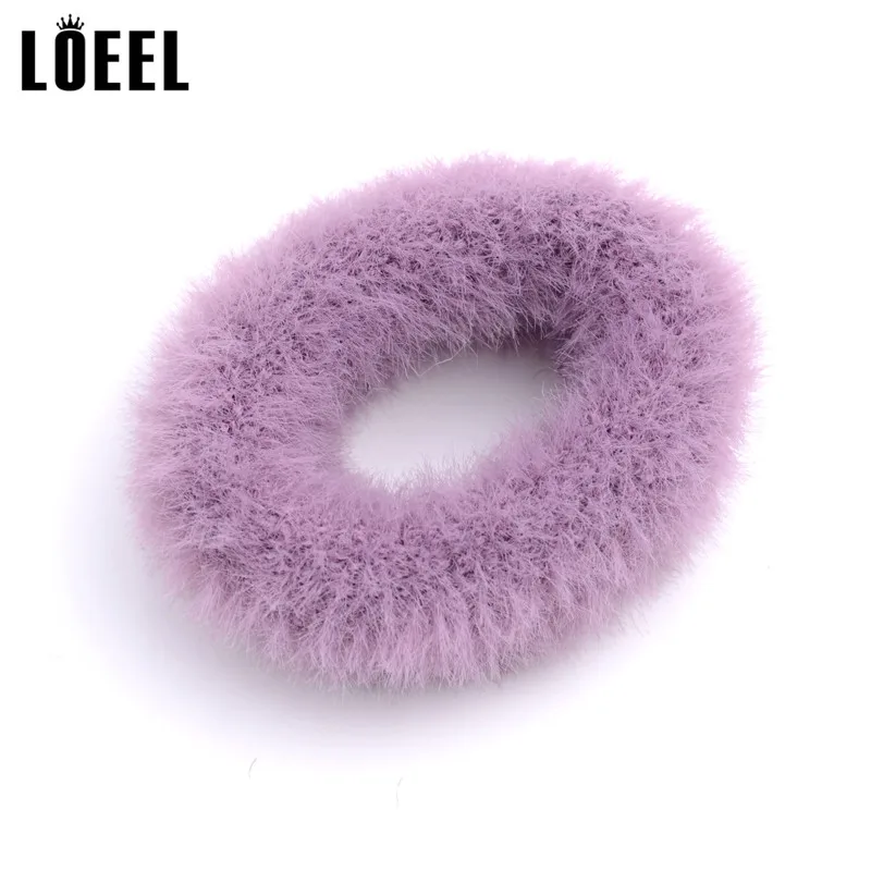 Scrunchies Hair Band Candy Color Ties Headbands Autumn Winter Women Girl Solid Plush Ponytail Holder Accessories |
