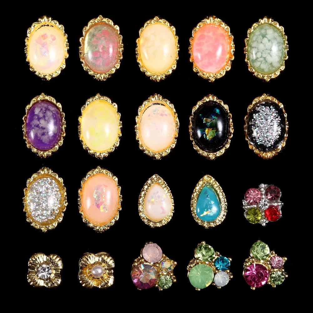 

100PCS 3281-3300 Gold Foil 3D Silver Alloy Charms Nail Art Decorations Beauty Rhinestones Studs Supplies For Nails