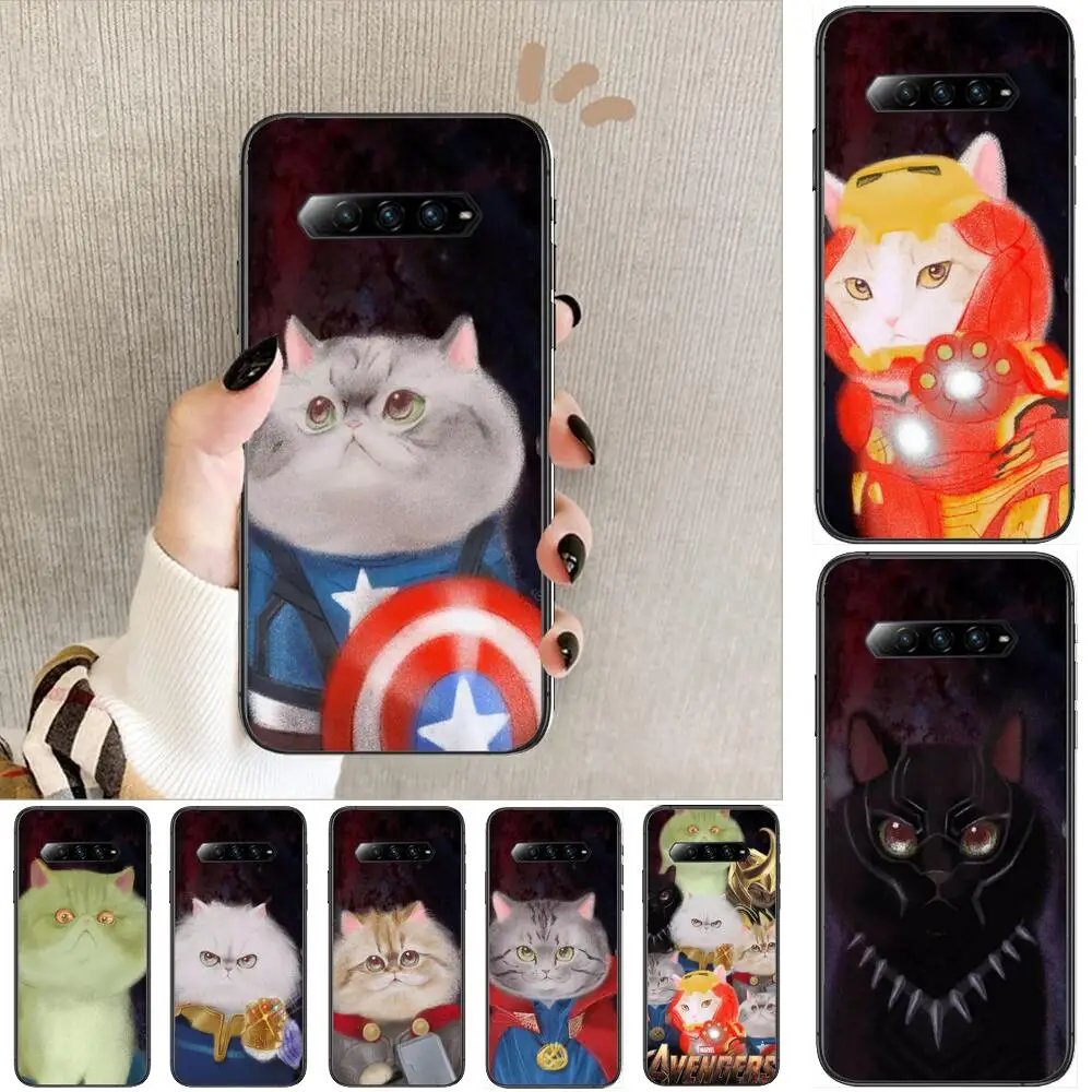 

Marvel Avengers Cartoon cat Phone Case For xiaomi redmi Black Shark 4 Pro 2 3 3s Cases Helo Black Cover Silicone Back Prett mini