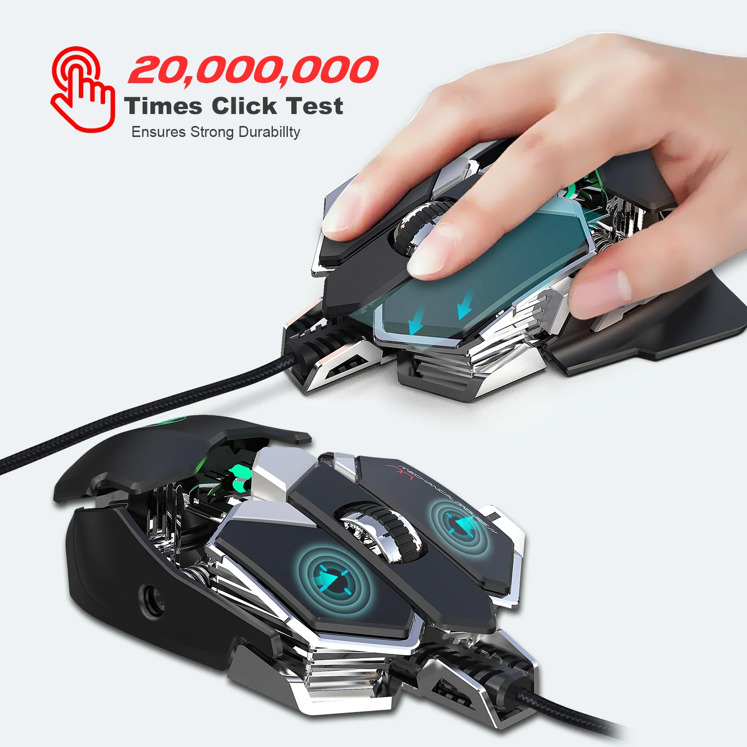 Мышь HXSJ J600 Механическая игровая 6400DPI 9 кнопок программируемая светильник ная |
