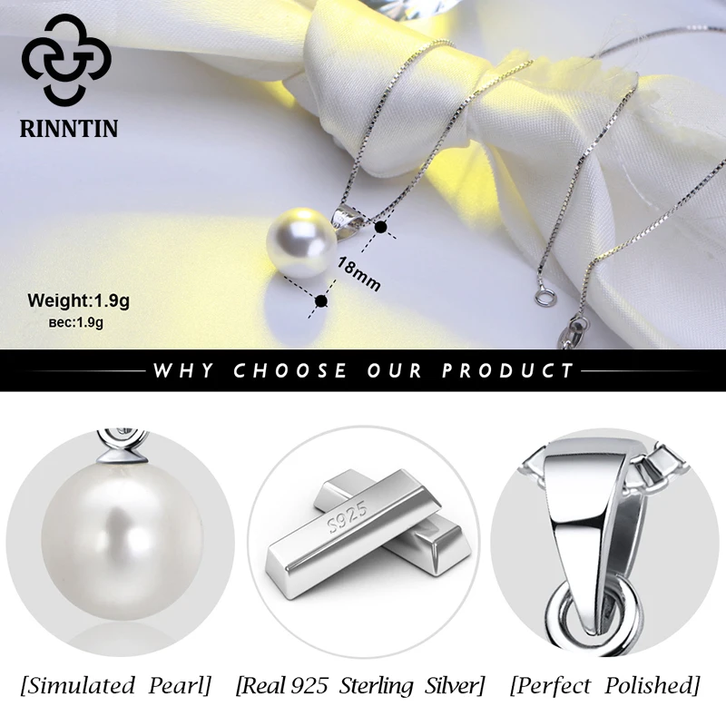 

Rinntin Real Sterling Silver Necklaces for Women 3 Kinds Natural Stone Pendants Men Trendy Fine Party Jewelry TSN87
