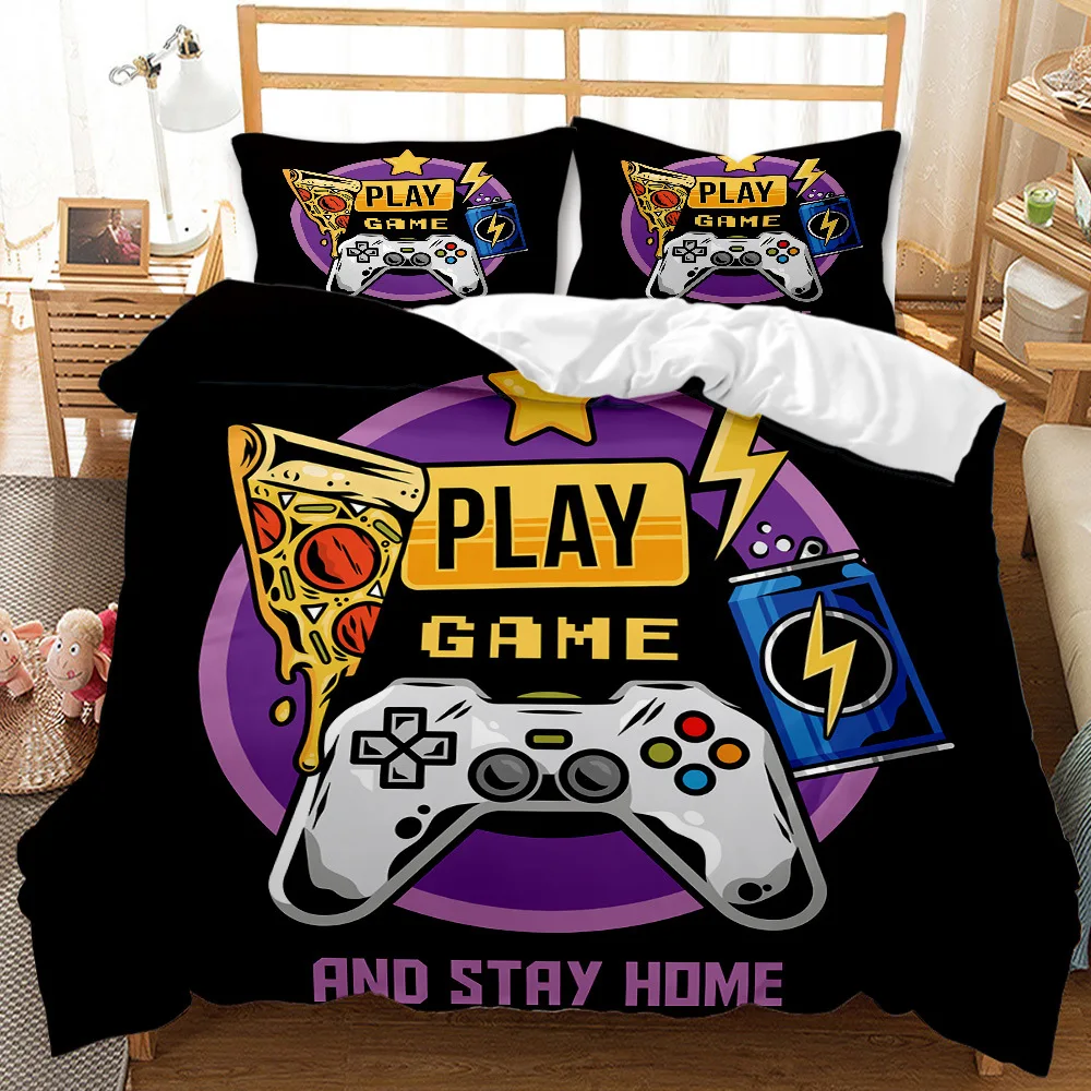 3D Gamer Bedding Set Cartoon Duvet Covers Set Kids Teens Bed Linen With Pillowcase Gaming Themed Comforter Cover Set for Bedroom