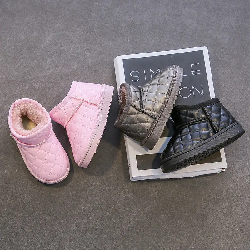 Botas de nieve de piel sint&eacute;tica para ni&ntilde;os y ni&ntilde;as, antideslizantes e impermeables, de superficie suave, de algod&oacute;n, novedad, Oto&ntilde;o e Invierno-5