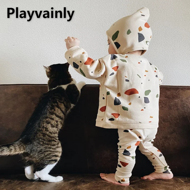 Пижамный комплект для мальчиков и девочек хлопковый свитшот штаны оливкового