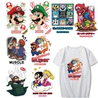 Переводные наклейки с помощью утюга, популярная игра Mar io, нашивки для одежды, сделай сам, аппликация для футболки, теплопередача, виниловые наклейки на ткань