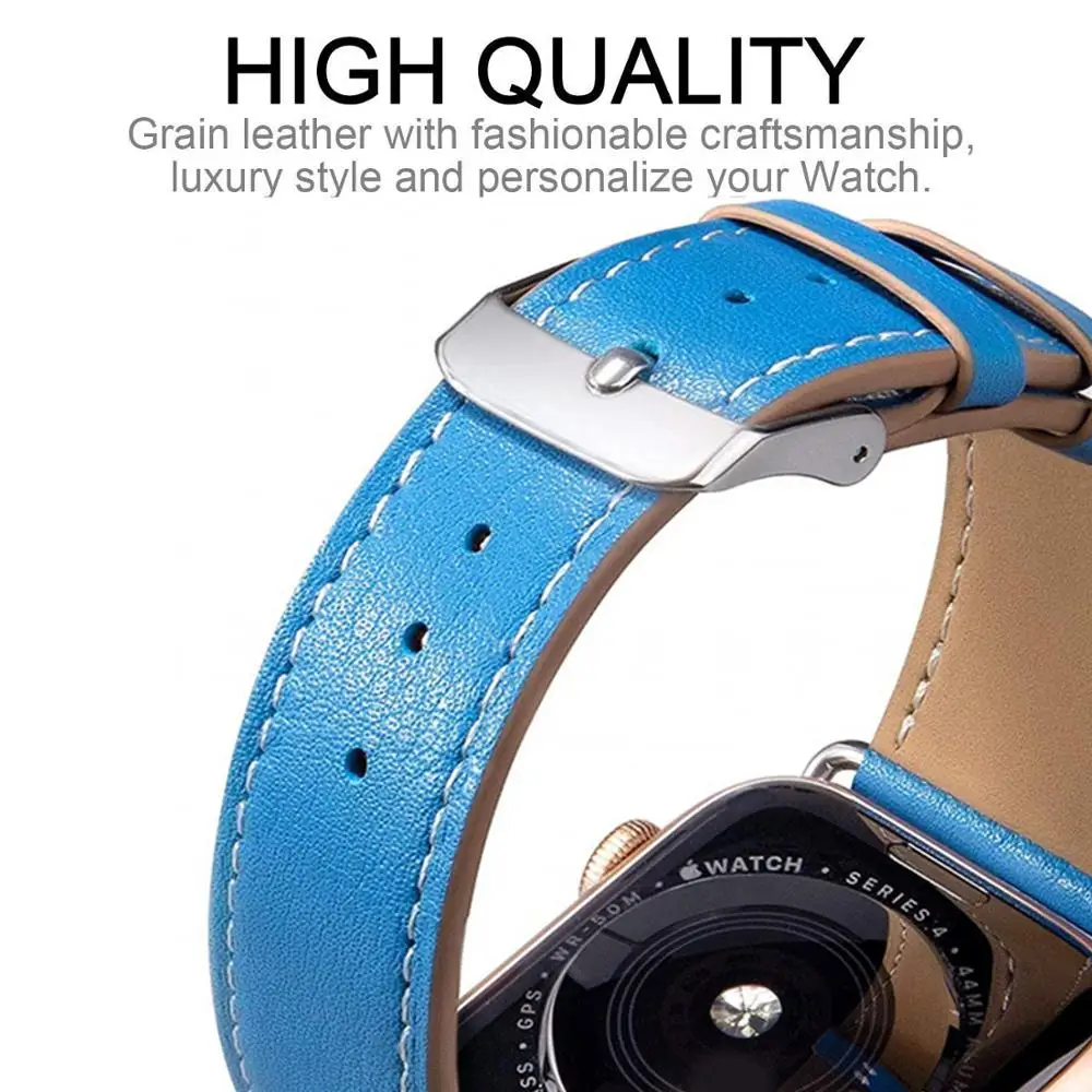 Ремешок из натуральной кожи для Apple Watch band 44 мм/40 мм iWatch 42 38 Высококачественный