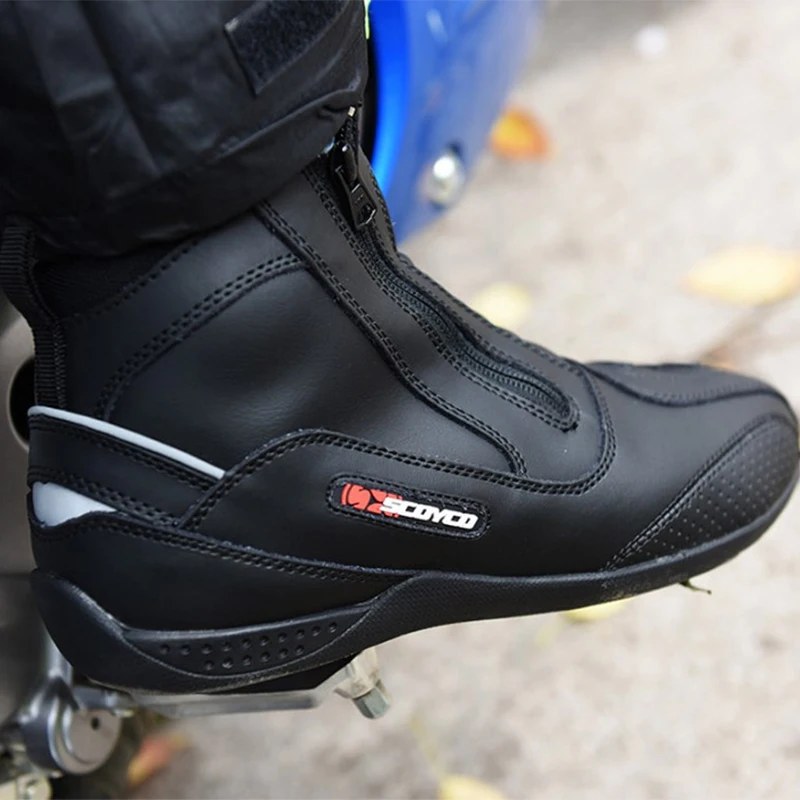 SCOYCO мужские мотоциклетные ботинки YKK на молнии мотоботинки мотоциклиста