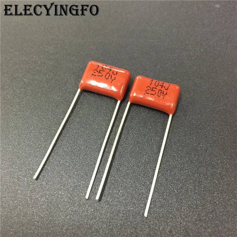 

100pcs CBB 104 250V 104J CBB21 0.1uF 100nF P10 Metallized Polypropylene Film Capacitor