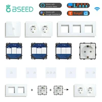 Настенные светильник ключатели BSEED с Wi-Fi, стеклянная панель, сенсорные выключатели белого цвета, розетки европейского стандарта