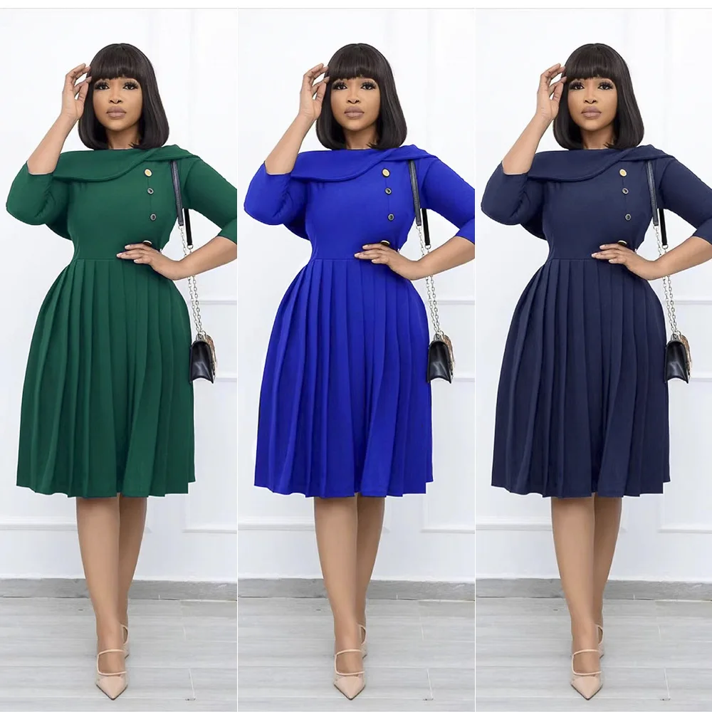 

2021 Autumn African Women Fashion Style Polyester Plus Size Knee-length Dress African Dresses for Women African Clothes
