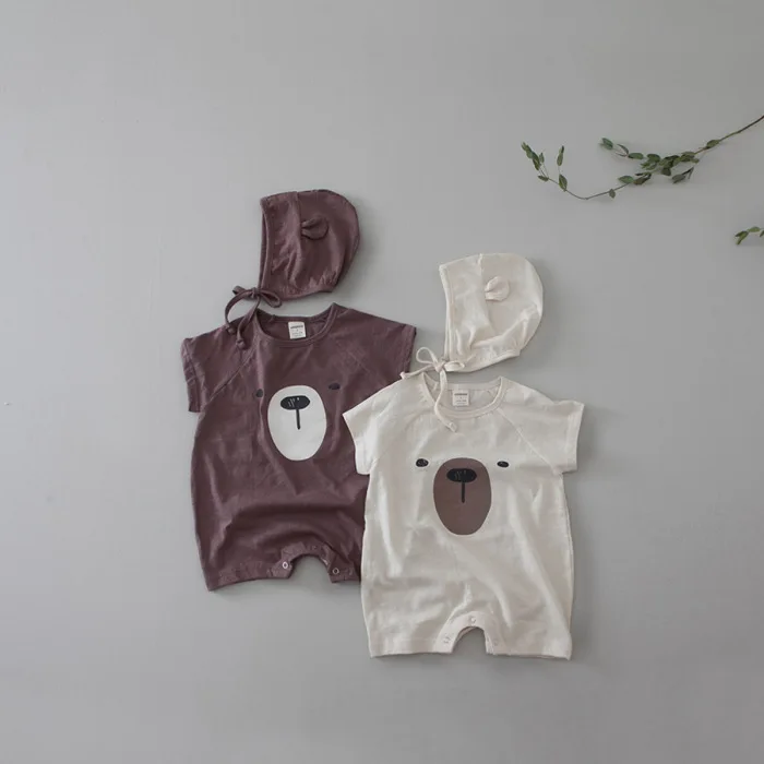 

0-24Months Newborn Baby Rompers Jumpsuit Kids Children Clothes Outfits Summer Short Sleeve Romper With Hat Baby Cotton Overalls
