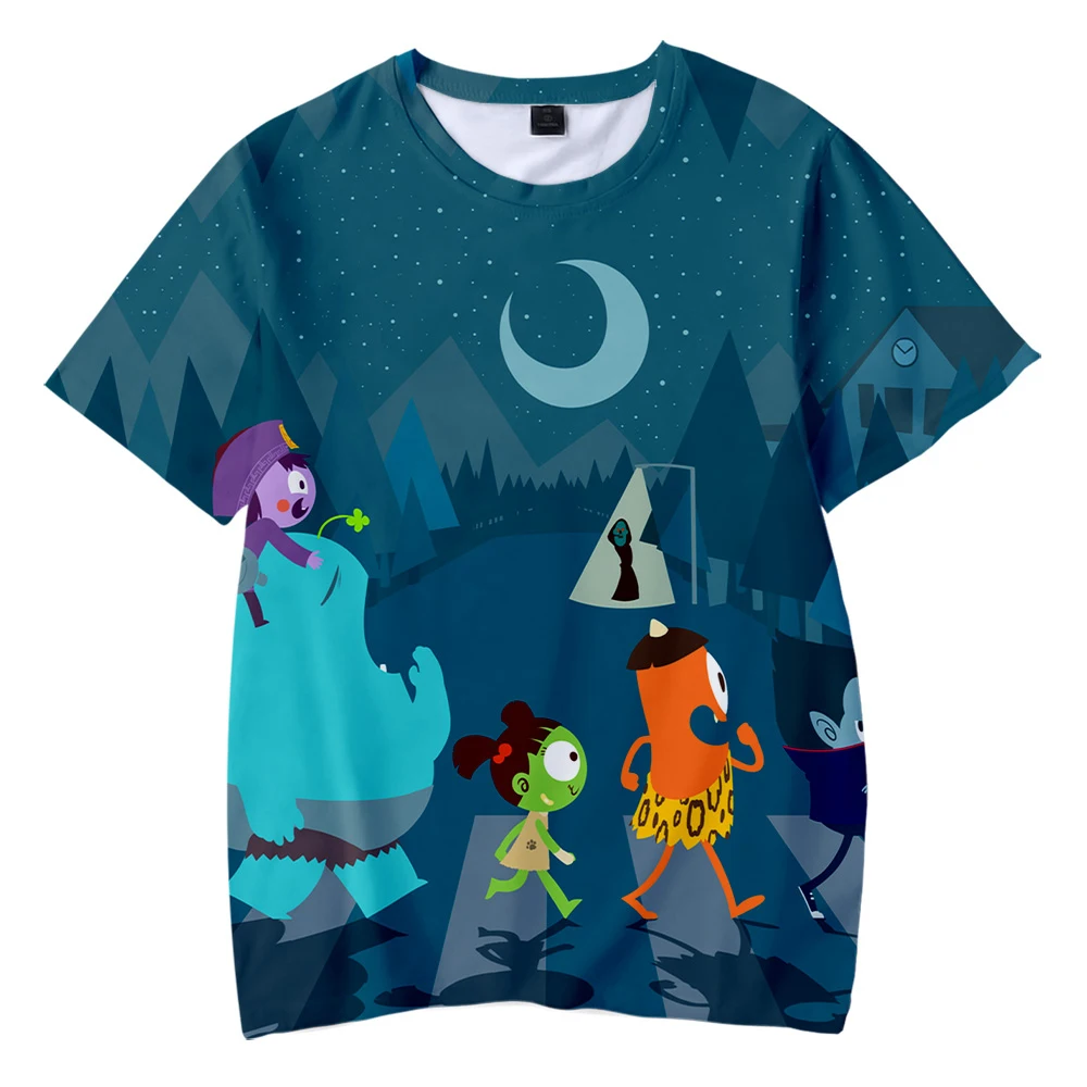 

Футболки Spookiz с анимацией для женщин и мужчин, футболки с 3D круглым вырезом и коротким рукавом, летняя повседневная Уличная одежда