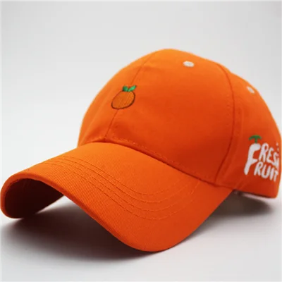 Orange Новое поступление, Весенняя бейсболка с вышивкой в виде свежих фруктов, клубника, банан, вишня, апельсин, персик, бейсболка для женщин - Цвет: Orange