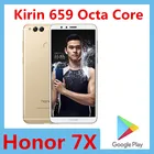 Оригинальный Honor 7X, 4G LTE, мобильный телефон дюйма, 16 Мп, Восьмиядерный процессор Kirin 659, 5,93x2160, Android 1080, сканер отпечатков пальцев, две Sim-карты, Google Market
