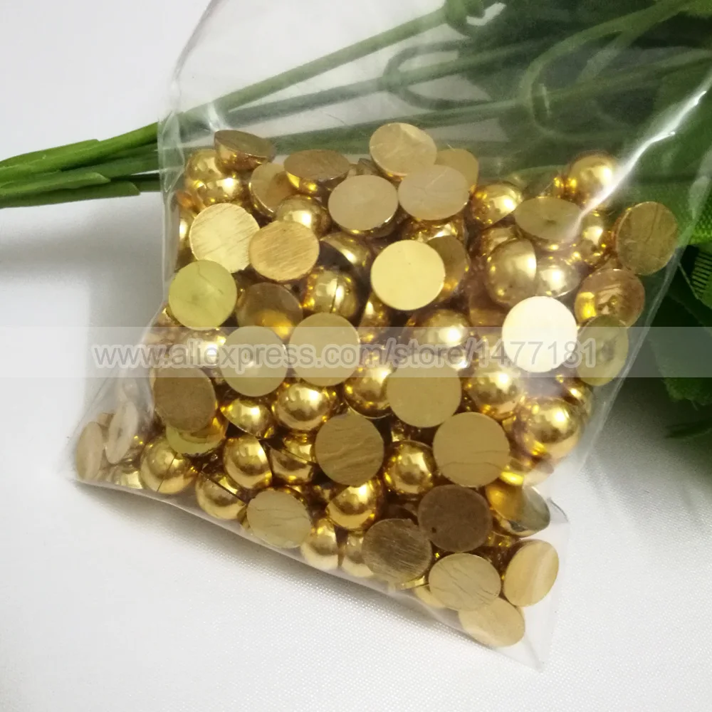 200 шт. 8 мм Металлические золотые полукруглые бусины для создания карт плоская